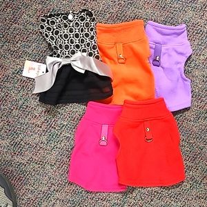 NWT 5 Pack, Pink,Orange, Purple, Red, Black and White Dots.  X-small Dog Coats